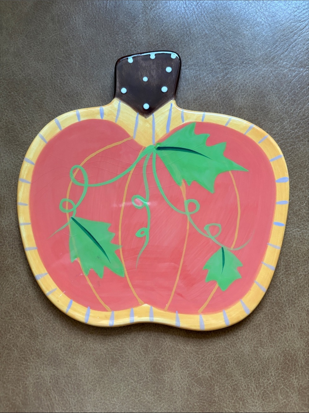 Coton Colors Coral Pumpkin Attachment with Green Leaves